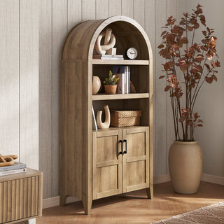 Lauren Arched 65.4" Short Cabinet, Light Oak