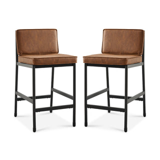 Odelia Counter Stools (Pecan Brown Faux Leather)