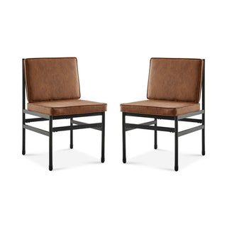 Odelia Dining Chairs (Pecan Brown Faux Leather)