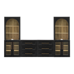 Dresser TV Stand with Arched Bookshelves