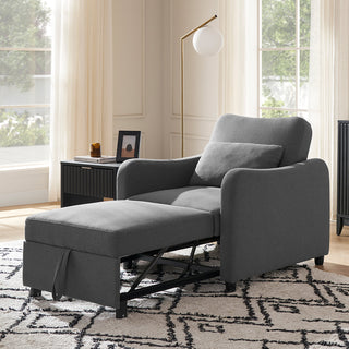 Sophie 4-in-1 Convertible Sleeper Chair, Dark Gray Fabric