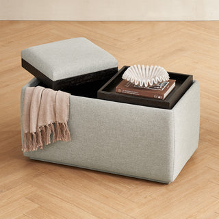 Levi Storage Tray Bench, Light Gray