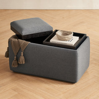 Levi Storage Tray Bench, Dark Gray