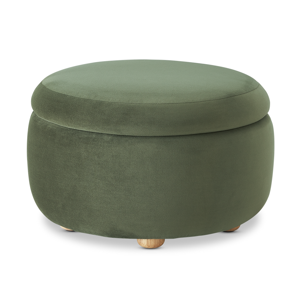 Luna Storage Ottoman, Olive Green Velvet – Mopio