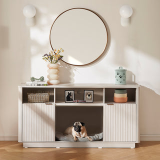Brooklyn 59" Electric Fireplace TV Stand, White Oak