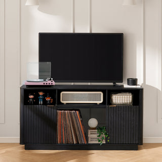 Brooklyn 59" Electric Fireplace TV Stand + Lift-top Coffee Table, Black Oak Set