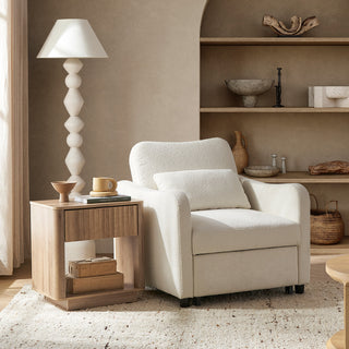 Sophie 4-in-1 Convertible Sleeper Chair, Pearl White Boucle
