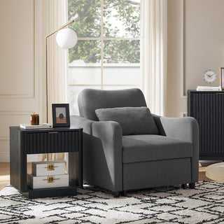 Sophie 4-in-1 Convertible Sleeper Chair, Dark Gray Fabric