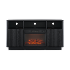 Brooklyn 59-Inch Electric Fireplace TV Stand, Black Oak