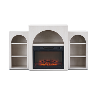 Blake 59" Electric Fireplace Mantel TV Stand, White Oak
