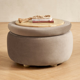 Luna Storage Ottoman, Mocha Brown Velvet