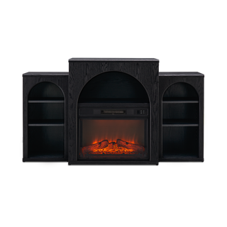 Blake 59" Electric Fireplace Mantel TV Stand, Black Oak