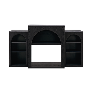 Blake 59" Electric Fireplace Mantel TV Stand, Black Oak