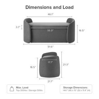 Sophie Storage Bench, Dark Gray