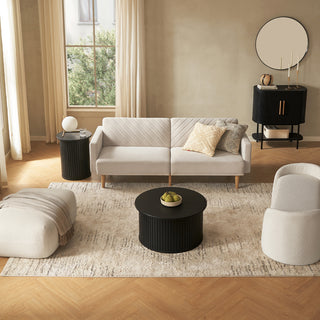Quin Coffee Table & Side Table, Black Oak