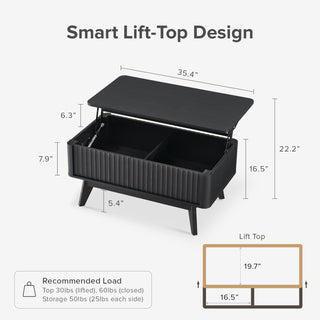 Brooklyn Lift Top Coffee Table, Black Oak