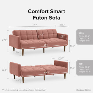 Aaron Futon Sofa Bed, Old Rosa Velvet