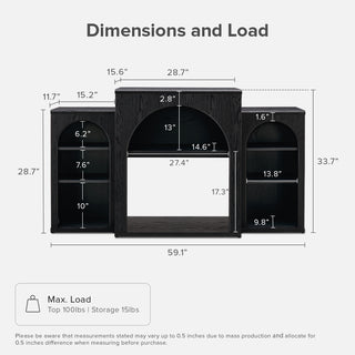 Blake 59" Electric Fireplace Mantel TV Stand, Black Oak