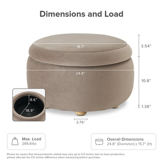 Luna Storage Ottoman, Mocha Brown Velvet