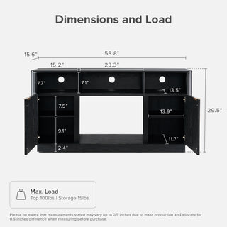 Brooklyn 59" Electric Fireplace TV Stand + Lift-top Coffee Table, Black Oak Set