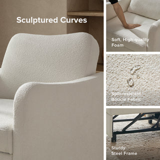 Sophie 4-in-1 Convertible Sleeper Chair, Pearl White Boucle