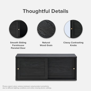 Lauren Floating TV Stand, Black Oak