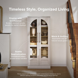 Blake Tall Acrylic Display Cabinet Arched, White Oak