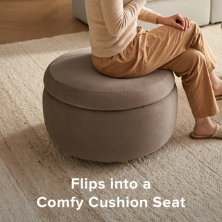 Luna Storage Ottoman, Mocha Brown Velvet