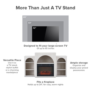 Blake 59" Electric Fireplace Mantel TV Stand, White Oak