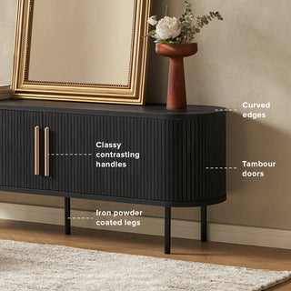 Quin 59" TV Stand & Coffee Table, Black Oak