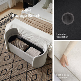 Sophie Storage Bench, Light Gray