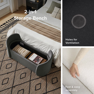 Sophie Storage Bench, Dark Gray