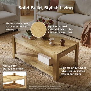 Logan Solid Wood Rectangle Coffee Table