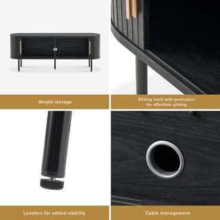 Quin 59" TV Stand & Coffee Table, Black Oak