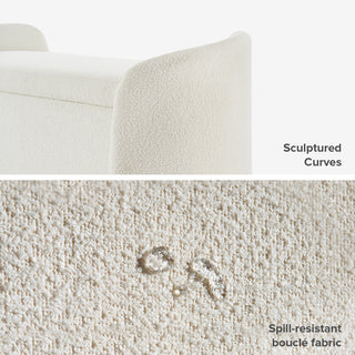 Sophie Storage Bench, Pearl White Boucle