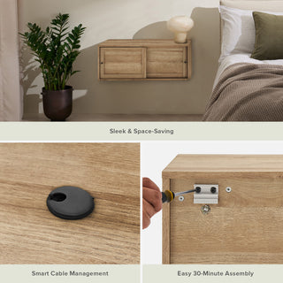 Lauren Floating TV Stand, Light Oak