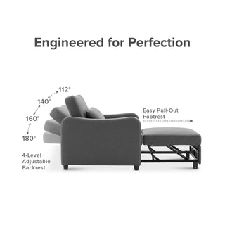 Sophie 4-in-1 Convertible Sleeper Chair, Dark Gray Fabric