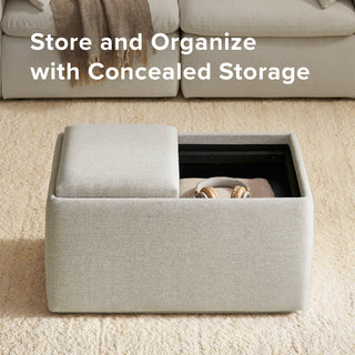 Levi Storage Tray Bench, Light Gray