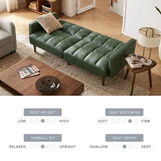 Aaron Futon Sofa Bed, Sage Green Faux Leather