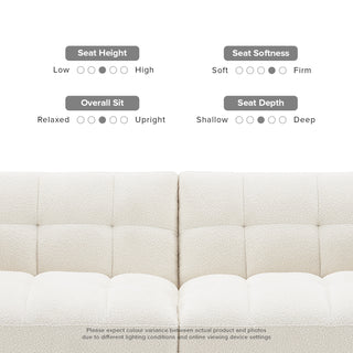 Aaron Futon Sofa Bed, Pearl White Boucle