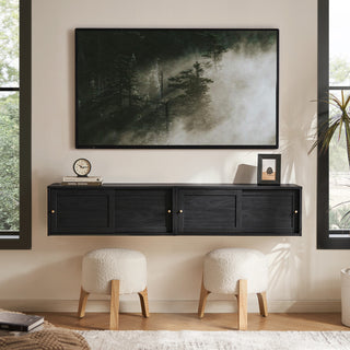 Lauren Floating TV Stand, Black Oak