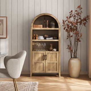 Lauren Arched 65.4" Short Cabinet, Light Oak
