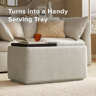 Levi Storage Tray Bench, Light Gray