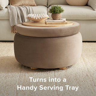 Luna Storage Ottoman, Mocha Brown Velvet