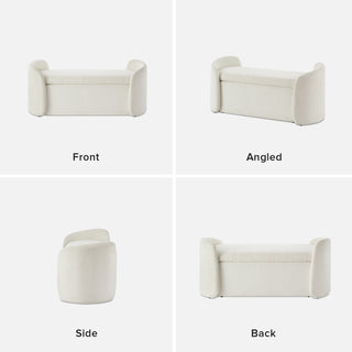 Sophie Storage Bench, Pearl White Boucle
