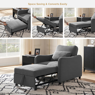 Sophie 4-in-1 Convertible Sleeper Chair, Dark Gray Fabric