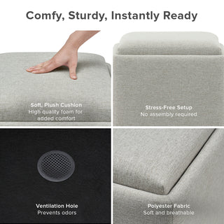 Levi Storage Tray Bench, Light Gray