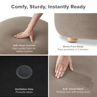 Luna Storage Ottoman, Mocha Brown Velvet