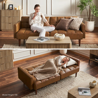 Aaron Futon Sofa Bed, Pearl White Boucle