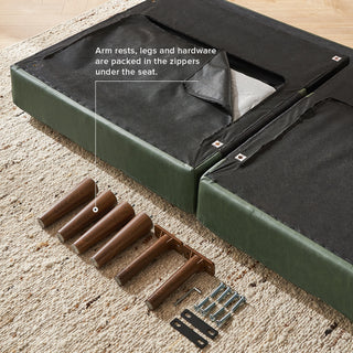 Aaron Futon Sofa Bed, Sage Green Faux Leather